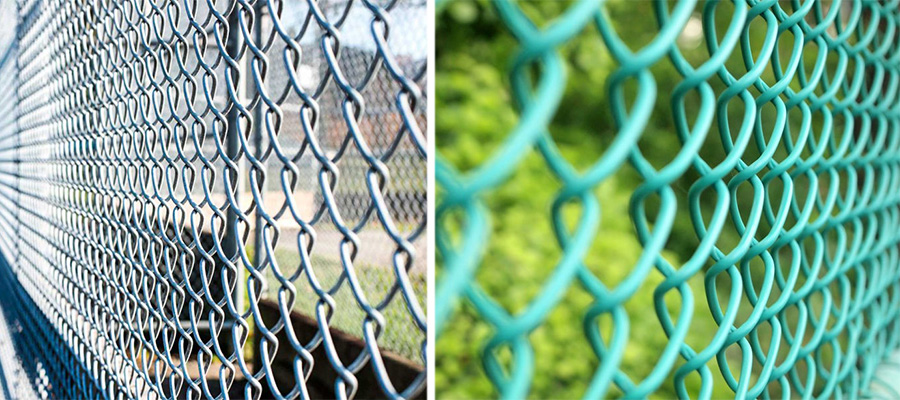 Imagem comparação entre tela alambrado de aço galvanizado e tela alambrado revestido em PVC