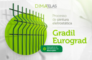 A imagem mostra o Gradil Eurograd com seu processo de Pintura Eletrostática